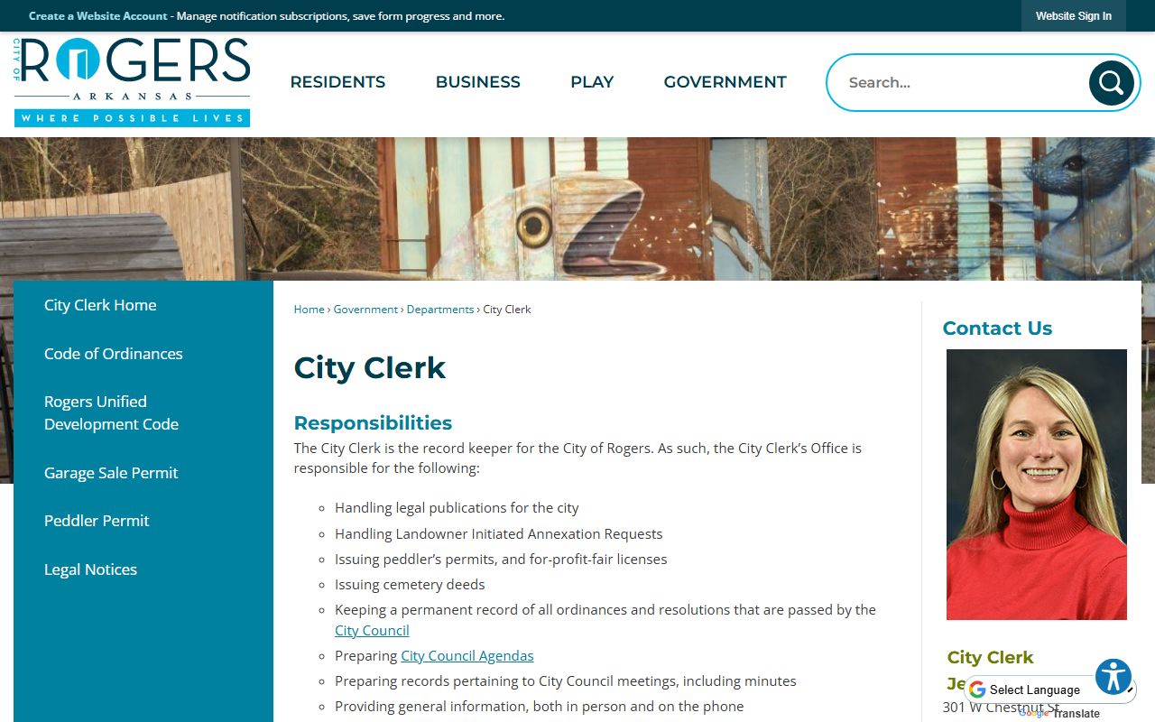 Rogers Arkansas city clerk records bankruptcy reference