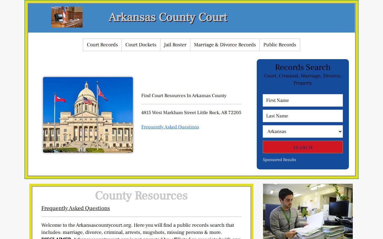 Arkansas County court records search portal bankruptcy