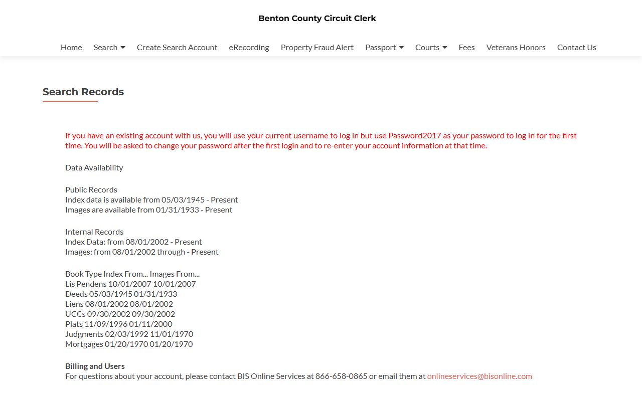 Benton County records search portal bankruptcy filings