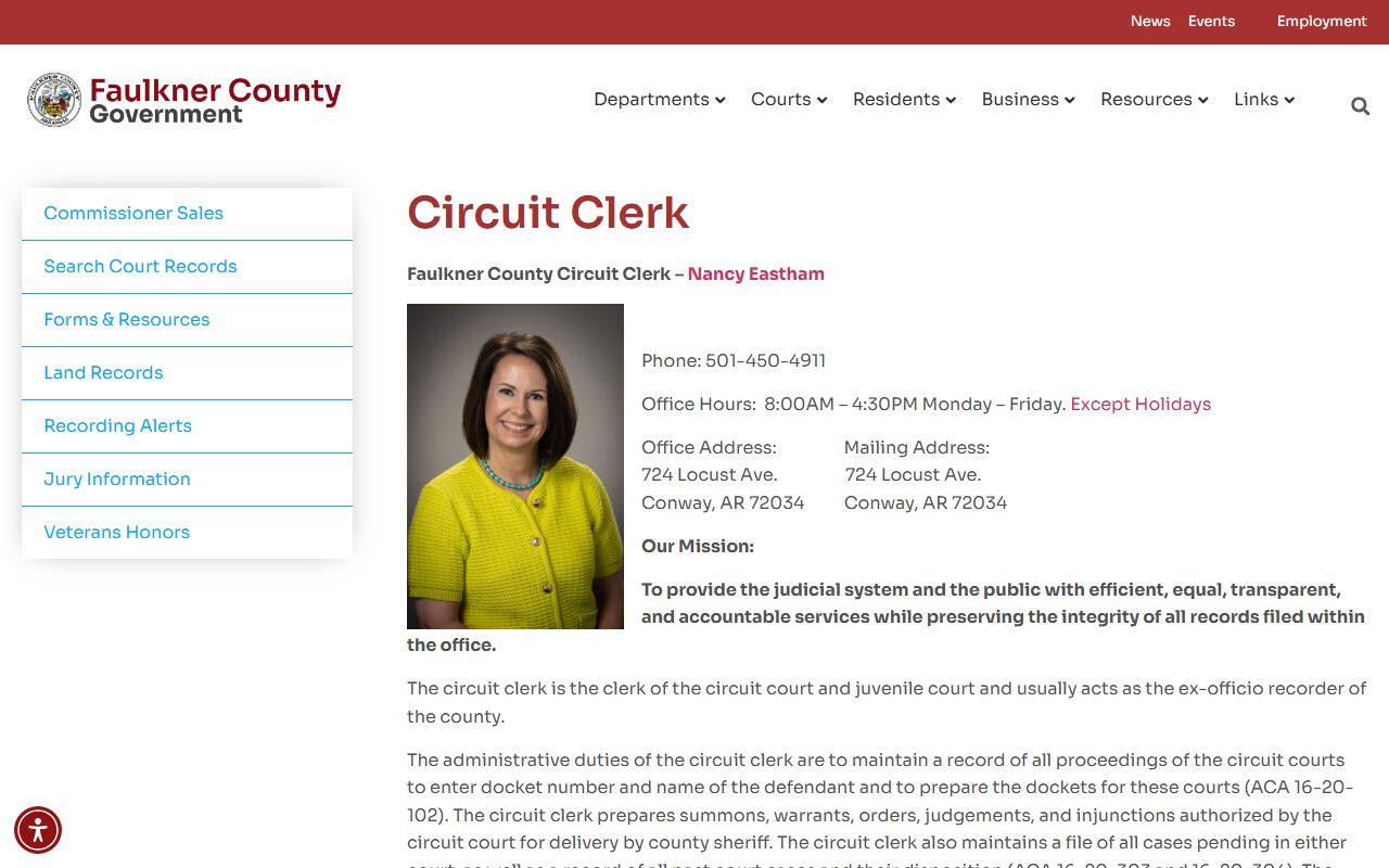 Faulkner County government website circuit clerk