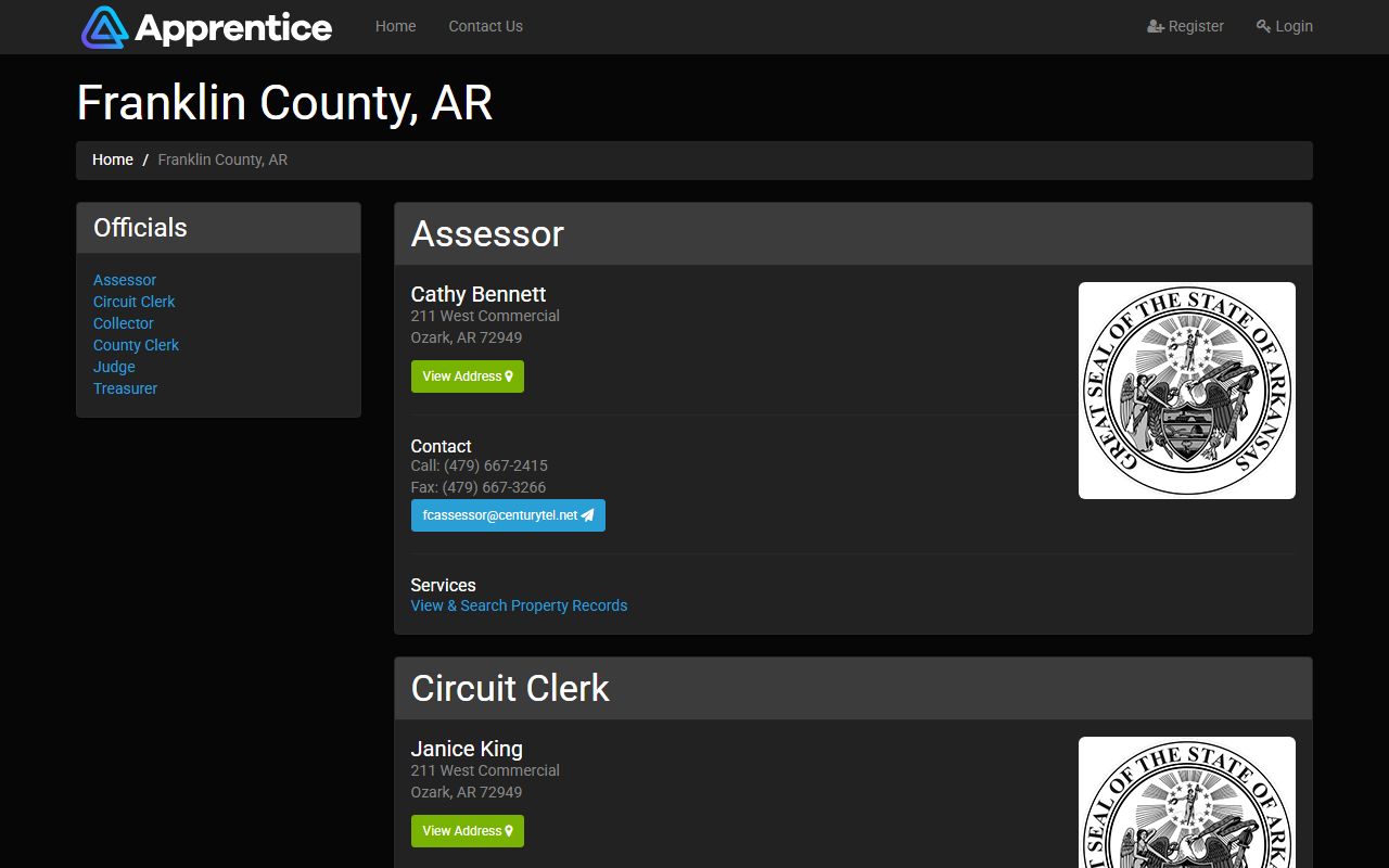 Franklin County mobile services portal for records