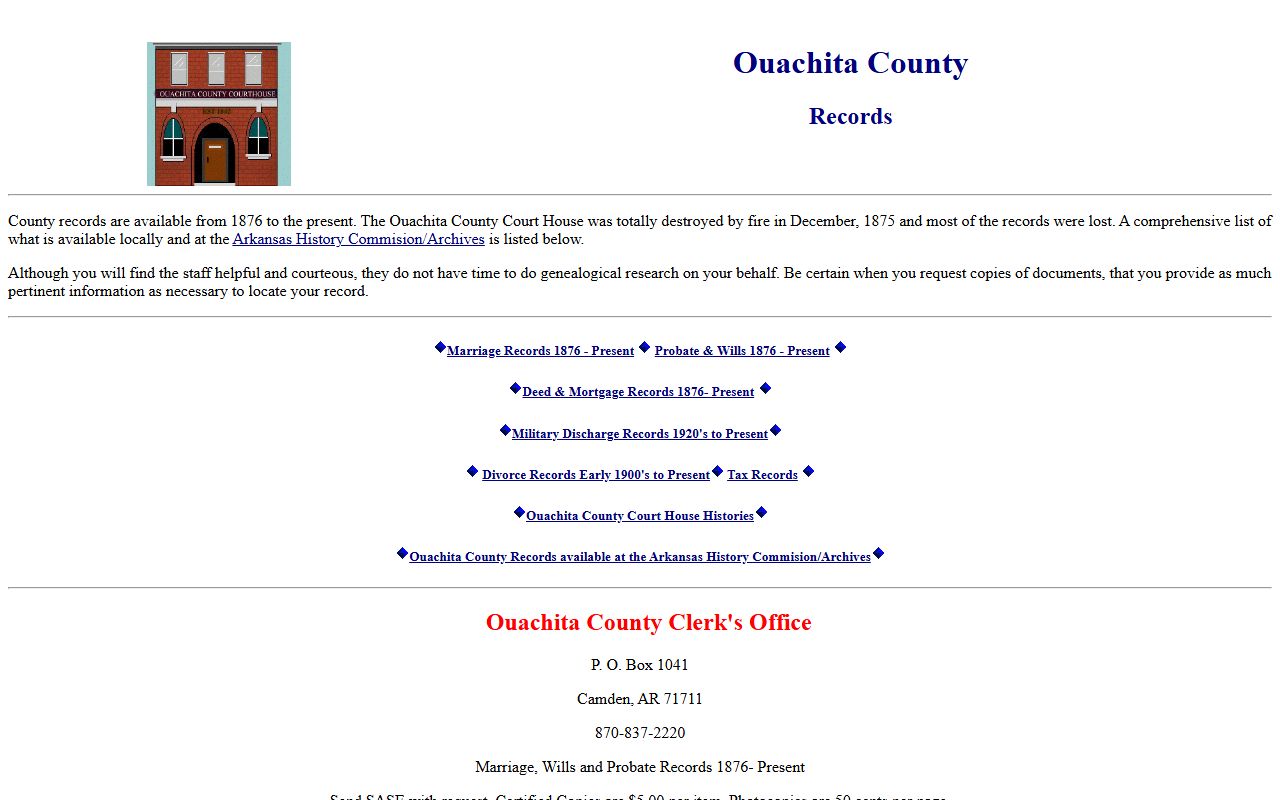 Ouachita County bankruptcy records ARGenWeb local records page