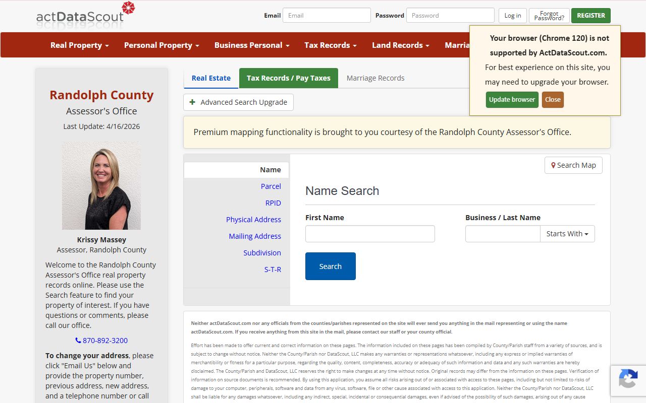 Randolph County bankruptcy records ARCountyData property search