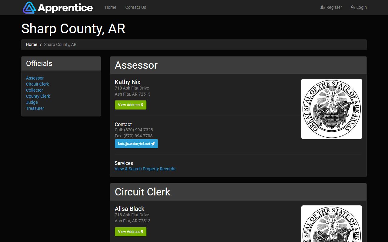 Sharp County bankruptcy records county services portal