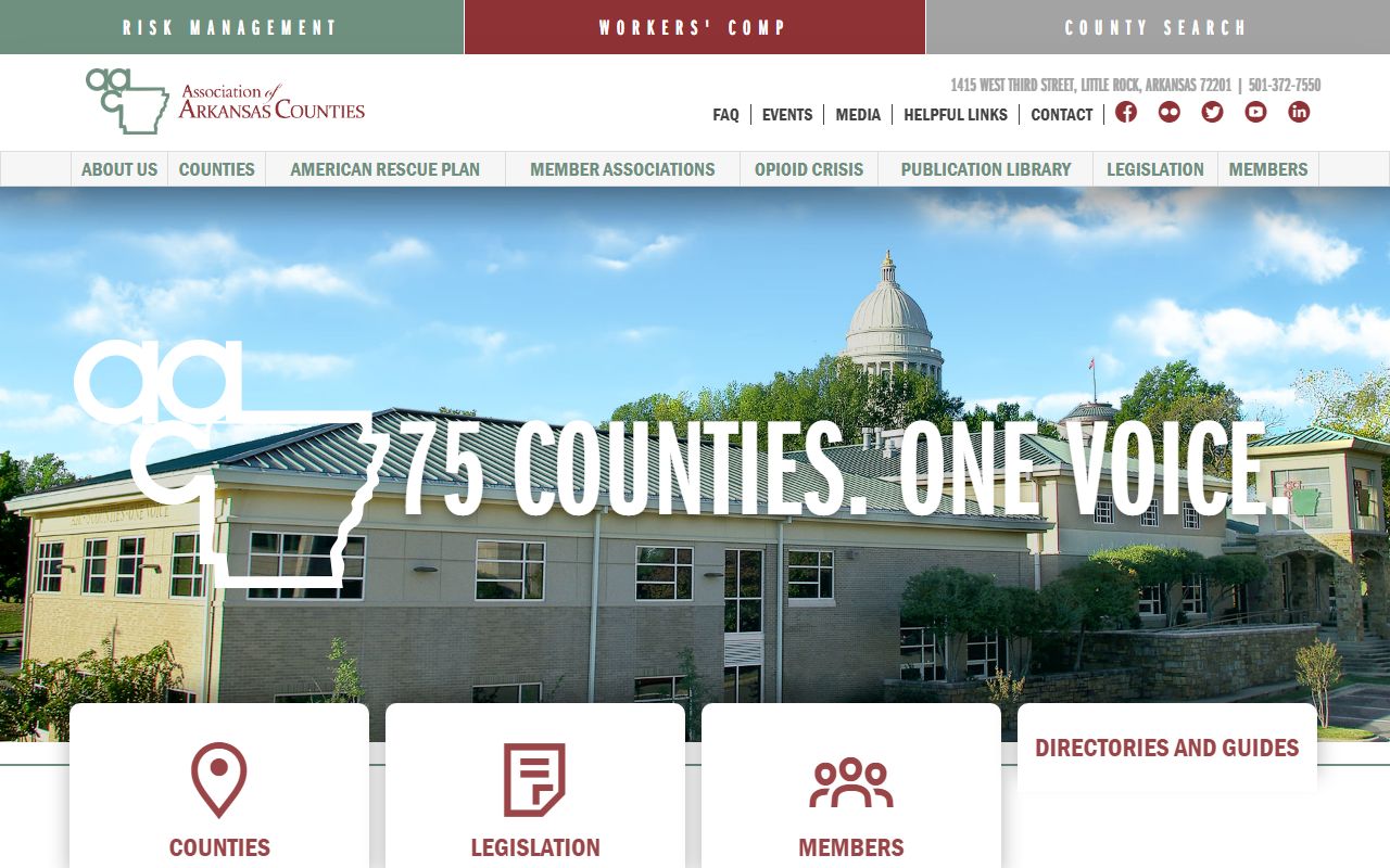 Arkansas Association of Counties website listing county clerk contact information
